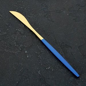 Нож столовый Magistro «Блинк», h=22 см, цвет золотой, синяя ручка, на подвесе