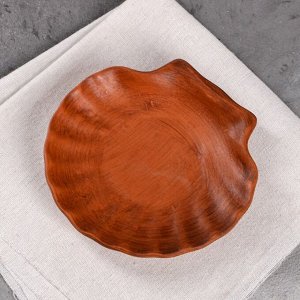 Блюдо "Ракушка", декор, красная глина, 16 см