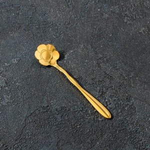 Ложка десертная Magistro «Цветок», 12,5 см, витая, цвет золото,