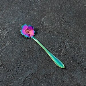 Ложка десертная  «Цветок», 12,5 см, цвет хамелеон