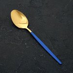 Ложка столовая Magistro «Блинк», 22x4 см, на подвесе, цвет золото, синяя ручка