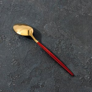 Ложка столовая Magistro «Блинк», 22*4, цвет золото, красная ручка, на подвесе