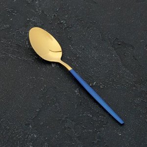 Ложка чайная Magistro «Блинк», 14,5*3 см, на подвесе, цвет золото, синяя ручка
