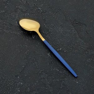 Ложка чайная Magistro «Блинк», 14,5*3 см, на подвесе, цвет золото, синяя ручка