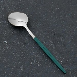 Ложка чайная Magistro «Блинк», 14,5?3 см, на подвесе, цвет серебряный, зеленая ручка