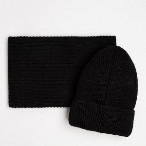 Комплект (шапка, снуд) для мальчика, цвет чёрный, размер 52-54