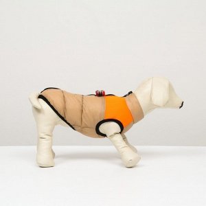 Куртка для собак на молнии, размер 8 (ДС 23 см, ОГ 30, ОШ 22 см), бежевая с оранжевым