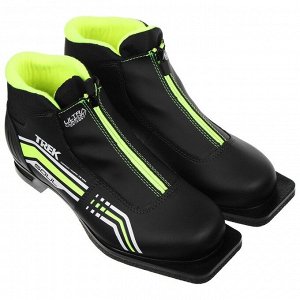 Ботинки лыжные TREK Soul Comfort 1 NN75, цвет чёрный, лого лайм неон, размер 34