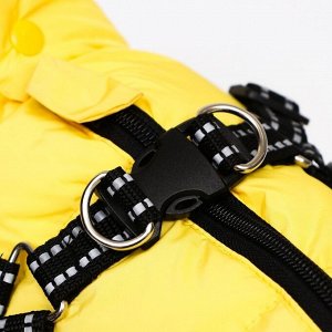 Куртка для собак со шлейкой, размер 12 (ДС 28 см, ОГ 38 см, ОШ 27 см),  лимонная