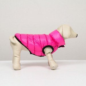 Куртка для собак двухсторонняя с воротником, S35 (ДС 34, ОШ 33, ОГ 44),розовая/тёмно-синяя