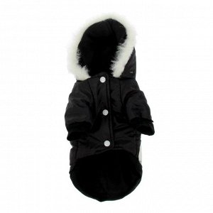 Куртка с капюшоном и мехом, размер XL (ОШ 34, ОГ 47, ДС 31 см), черная