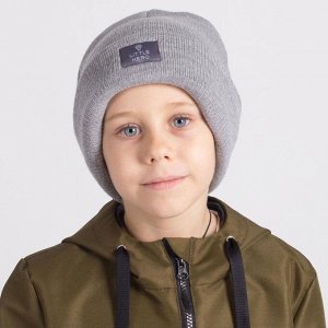 Двухслойная шапка для мальчика, цвет серый, размер 54-58
