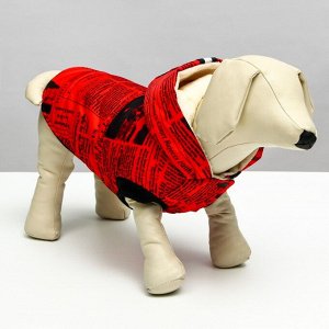 Куртка для собак "Газета", размер L, красно-чёрная