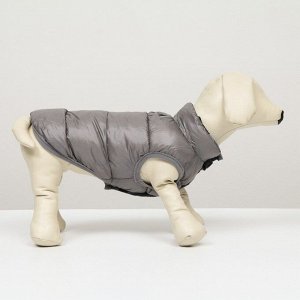 Куртка для собак двухсторонняя с принтом, размер 8 (ДС 23 см, ОГ 30, ОШ 22 см), серая