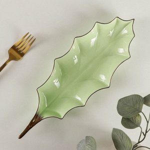 Блюдо сервировочное «Лист», 30x10 см, цвет зелёный