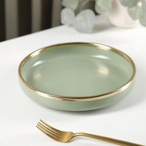 СИМА-ЛЕНД Тарелка десертная «Акварель», 20,5x4 см, цвет бледно-зелёный