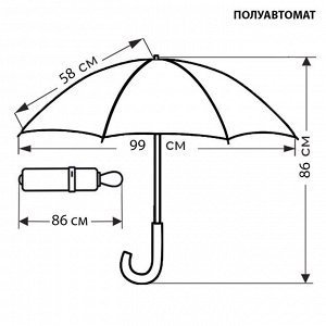 Зонт женский Классический полуавтомат [RT-41624-1]