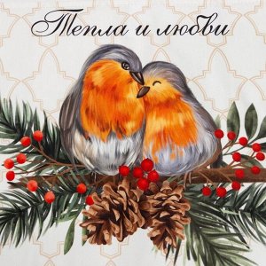 Полотенце Этель Winter robin 40x73 см, 100% хлопок, саржа 190 г/м²
