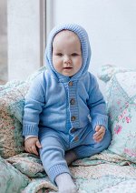 Лапушка Комбинезон детский вязаный с капюшоном на пуговицах цвет Голубой