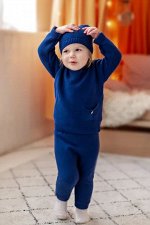 Лапушка Комплект детский вязаный шапочка+штанишки+свитер цвет Синий