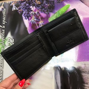 Мужской кошелек Bony Breez двойного сложения из натуральной кожи чёрного цвета.