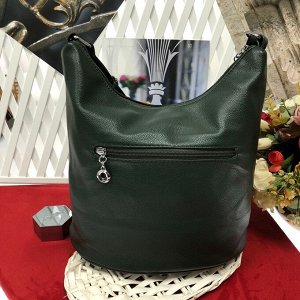 Стильная сумка Mikara с ремнем через плечо из натуральной замши и эко-кожи цвета зелёный опал.