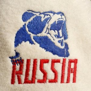 Шапка для бани с вышивкой "Russia" медведь