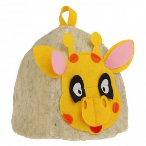 Банная шапка с детской аппликацией "Жирафик", войлок