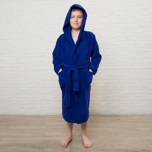 Халат махровый детский, размер 32, цвет синий, 340 г/м2 хл.100% с AIRO
