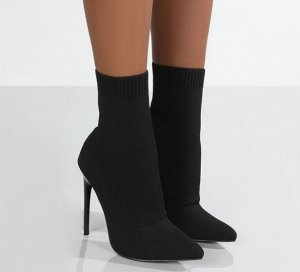 Эластичные сапоги-носки на высоком каблуке, черный
