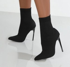 Эластичные сапоги-носки на высоком каблуке, черный