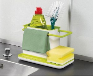 Кухонный держатель для губок, мыла, щеток / Органайзер для моющих средств 3 в 1