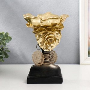 Сувенир полистоун подставка "Африканка с золотым цветком на голове" 24х15,5х15,5 см