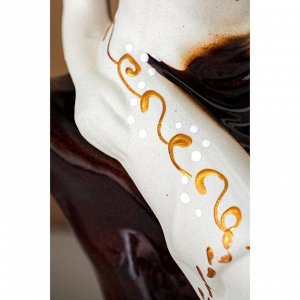 Ваза настольная "Элен", бело-коричневая, керамика, 35 см