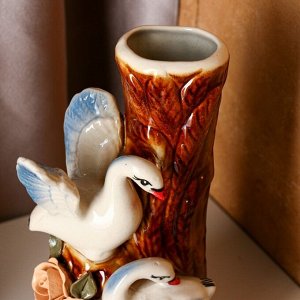 Ваза керамика настольная "Лебеди", 26 см, микс