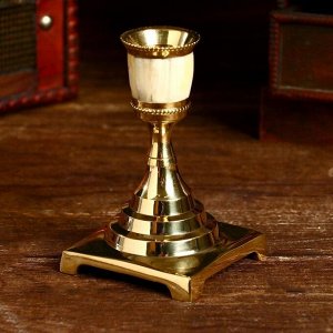 Подсвечник "Грааль" латунь, перламутр 7х7х11 см