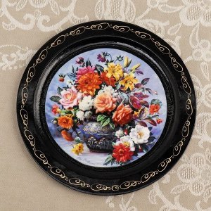 Тарелка декоративная «Цветы», D=18 см, лаковая миниатюра, микс