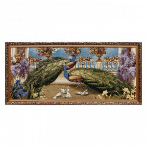 Гобеленовая картина "Павлины и голуби" 80х40 см