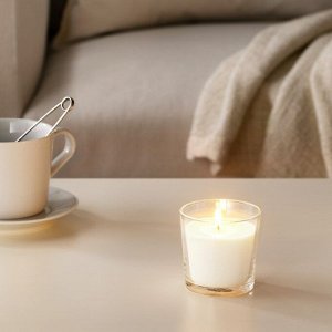 Ароматическая свеча в стакане СИНЛИГ, сладкая ваниль, 7.5 см, 25 ч, белый