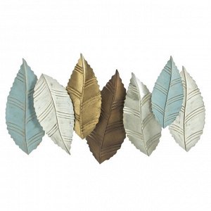 Декор настенный металл "Листья" цветные с золотом, серебром 61,5х4х111 см