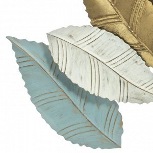 Декор настенный металл "Листья" цветные с золотом, серебром 61,5х4х111 см