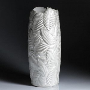 Ваза керамическая "Лист", напольная, белая, 64 см