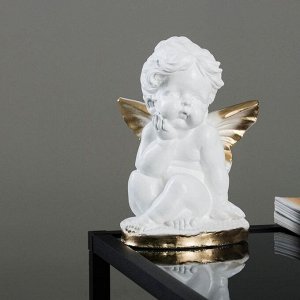Фигура "Эльфина сидит" бело-золотая, 12х15х19см