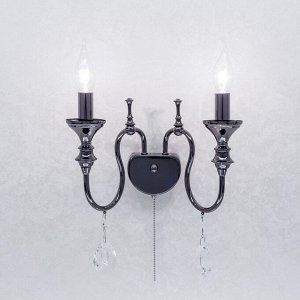 Бра "Идальго" 2x60Вт Е14 черный, хром 24x20x15см