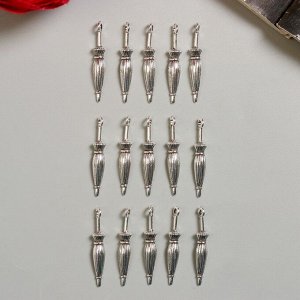 Декор для творчества металл "Зонтик трость" серебро 3,7х0,7 см