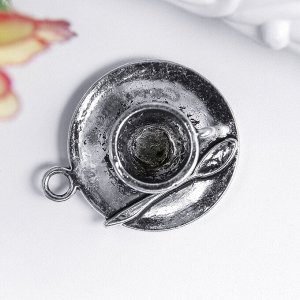 Декор металл для творчества "Чашка на блюдце с ложкой" (А15423) 2,2х2,5 см