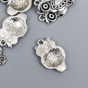 Декор металл для творчества "Филин с сердечком" серебро 7546 2,2х1,4 см