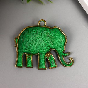 Декор металл для творчества "Индийский слон" (F16455) зелёная патина 4,8х5,5 см