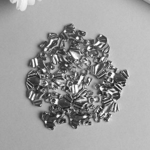 Декор металл для творчества "Лягушка" серебро 6938 1,7х1,3 см