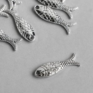 Декор металл для творчества "Рыбка" серебро 7815 2,4х0,6 см